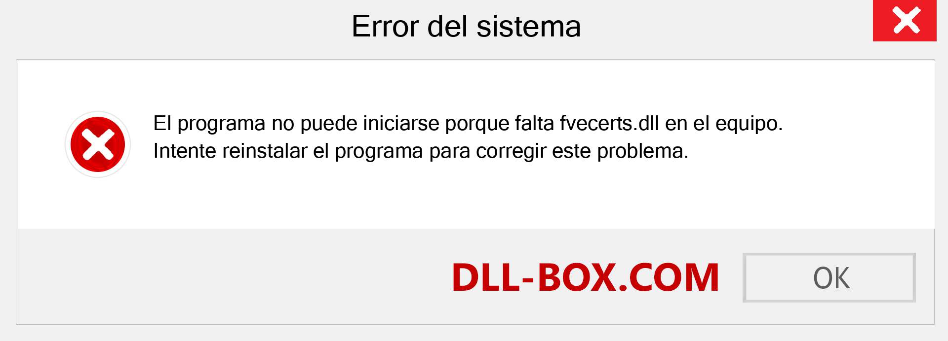 ¿Falta el archivo fvecerts.dll ?. Descargar para Windows 7, 8, 10 - Corregir fvecerts dll Missing Error en Windows, fotos, imágenes