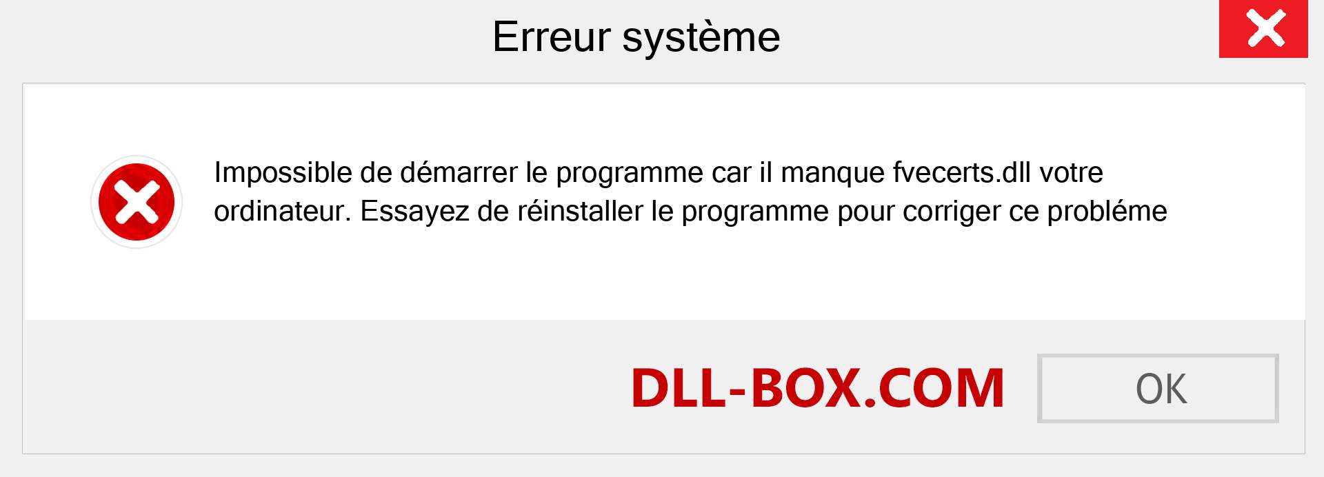 Le fichier fvecerts.dll est manquant ?. Télécharger pour Windows 7, 8, 10 - Correction de l'erreur manquante fvecerts dll sur Windows, photos, images